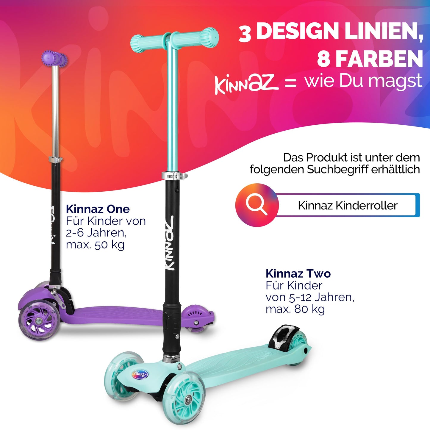 kinnaz Two, Mint, ab 5 - 12 Jahre, faltbar, einstellbar, LED Räder