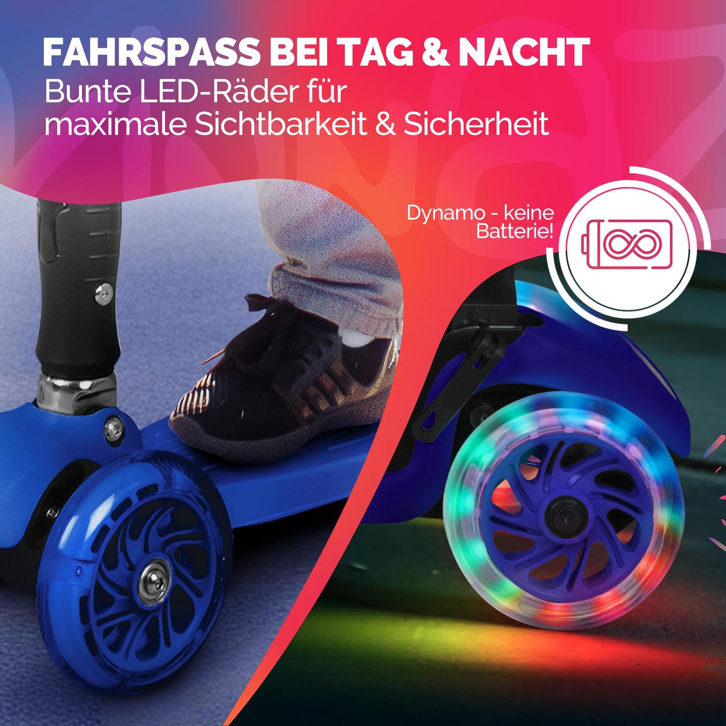 kinnaz Two, Dunkelblau, ab 5 - 12 Jahre, faltbar, einstellbar, LED Räder