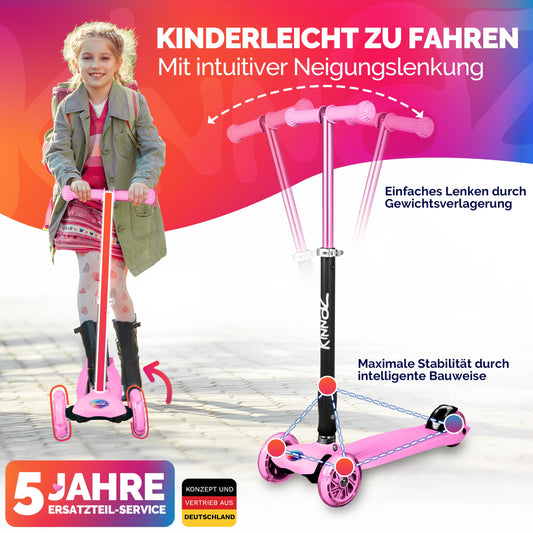 kinnaz Two, pink, ab 5 - 12 Jahre, faltbar, einstellbar, LED Räder