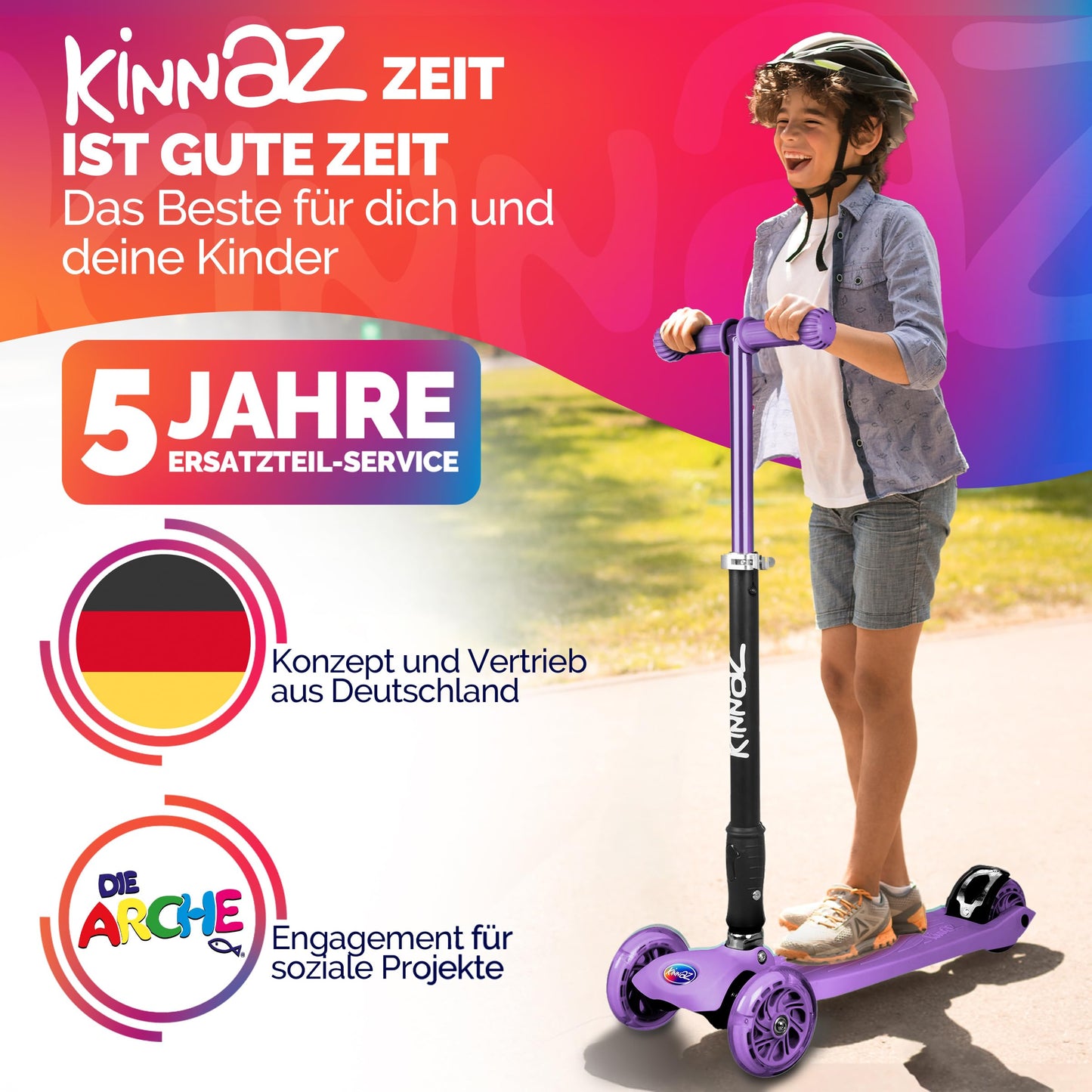 kinnaz Two, Lila, ab 5 - 12 Jahre, faltbar, einstellbar, LED Räder