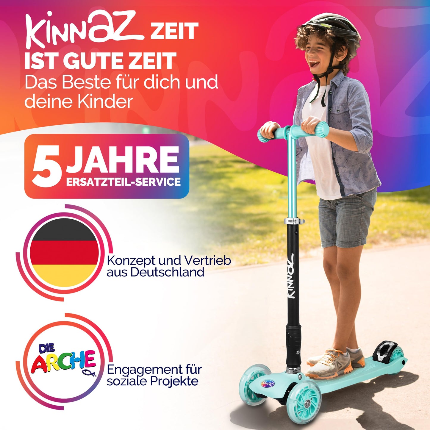 kinnaz Two, Mint, ab 5 - 12 Jahre, faltbar, einstellbar, LED Räder