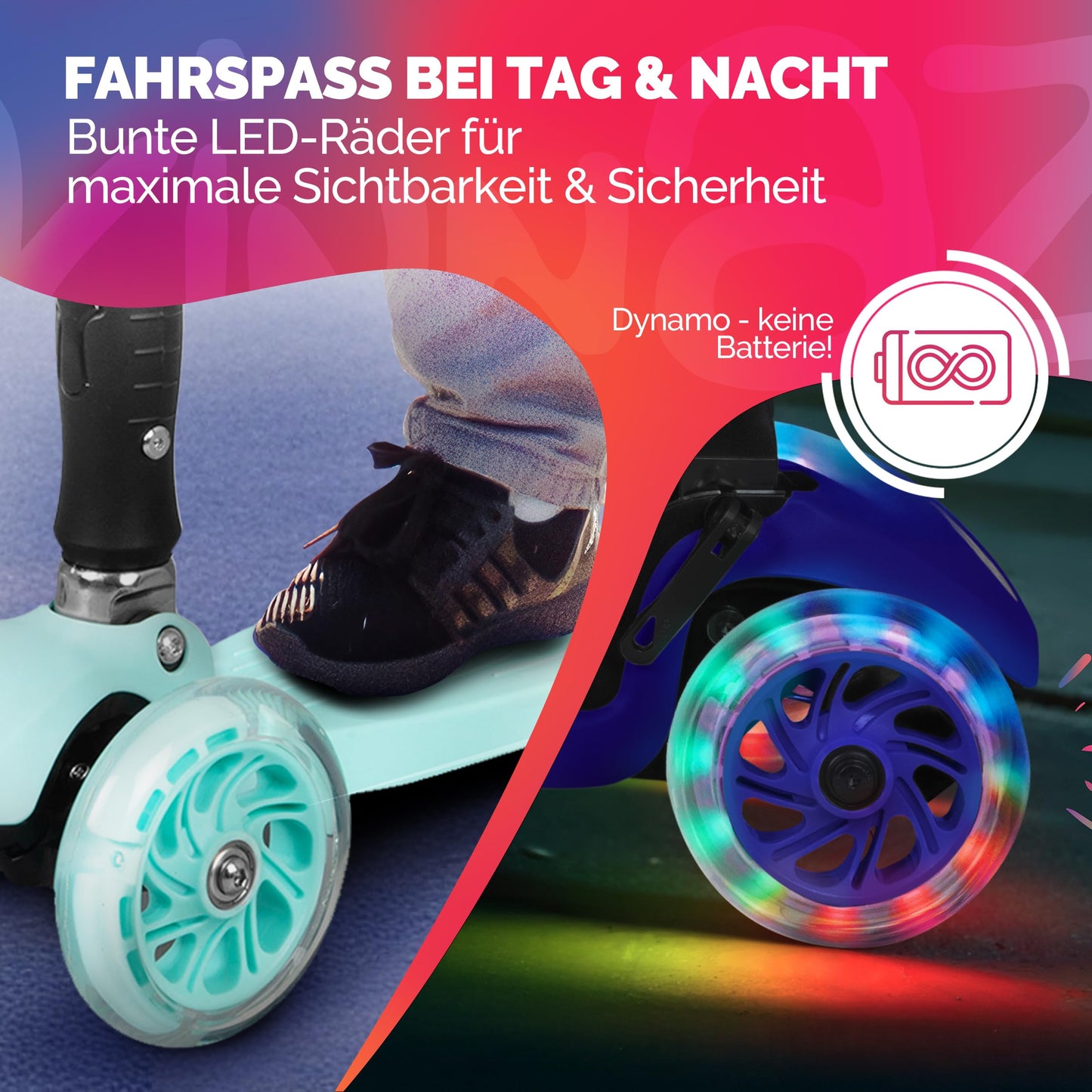 kinnaz Two, Mint, ab 5 - 12 Jahre, faltbar, einstellbar, LED Räder