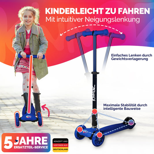 kinnaz Two, Dunkelblau, ab 5 - 12 Jahre, faltbar, einstellbar, LED Räder
