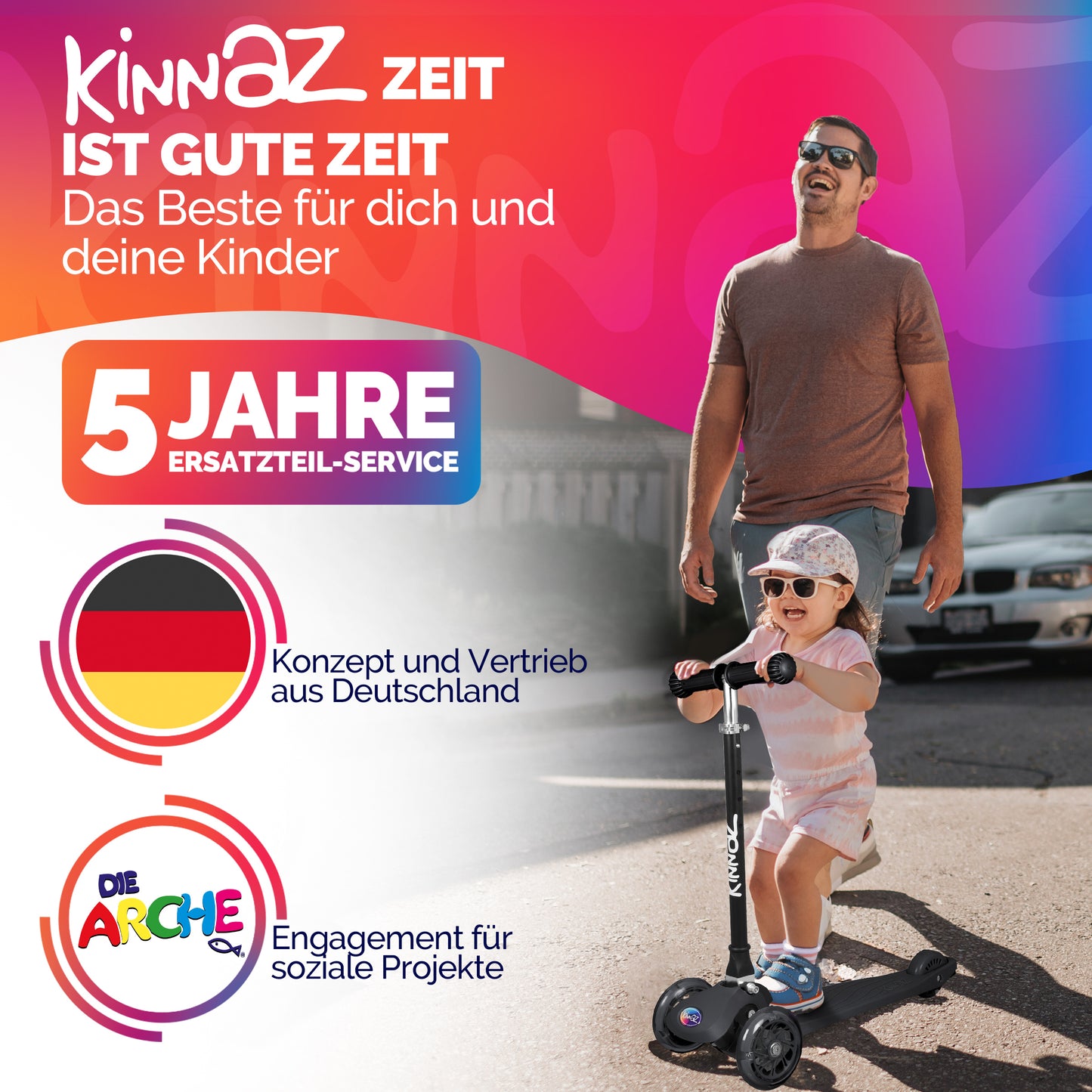 kinnaz ONE, 2 - 6 Jahre, Schwarz, LED Räder