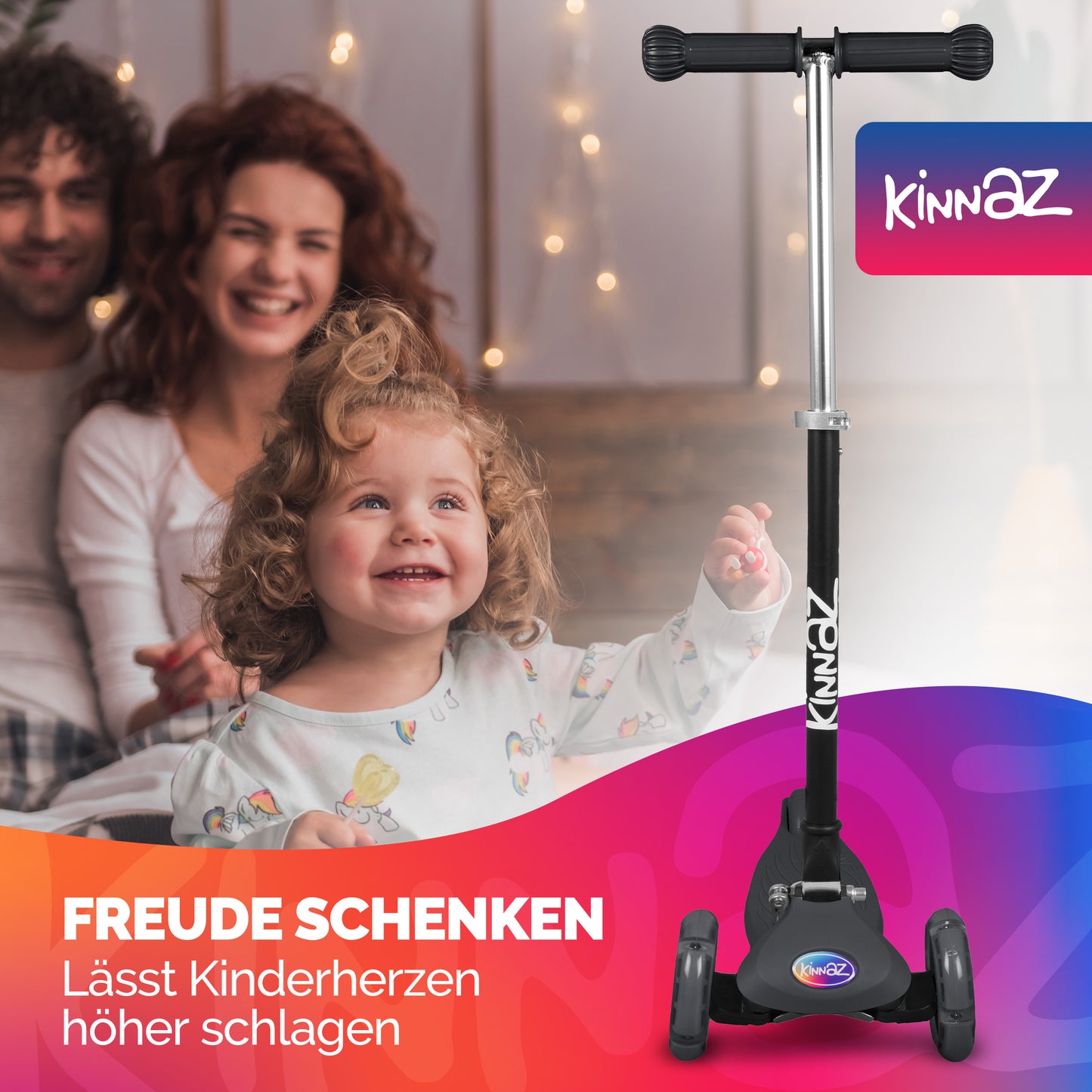 kinnaz ONE, 2 - 6 Jahre, Schwarz, LED Räder