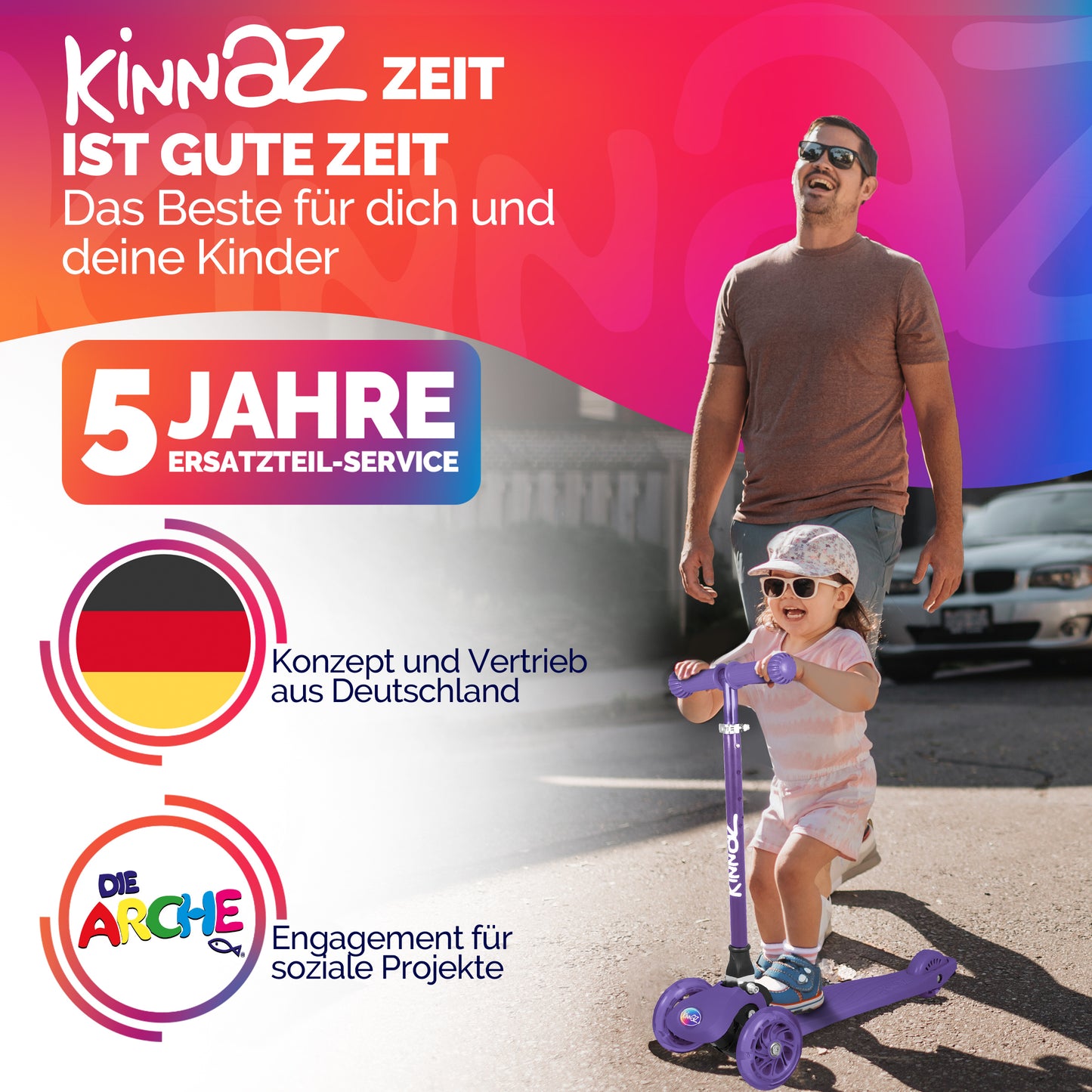 kinnaz ONE, 2 - 6 Jahre, Lila Deluxe, LED Räder
