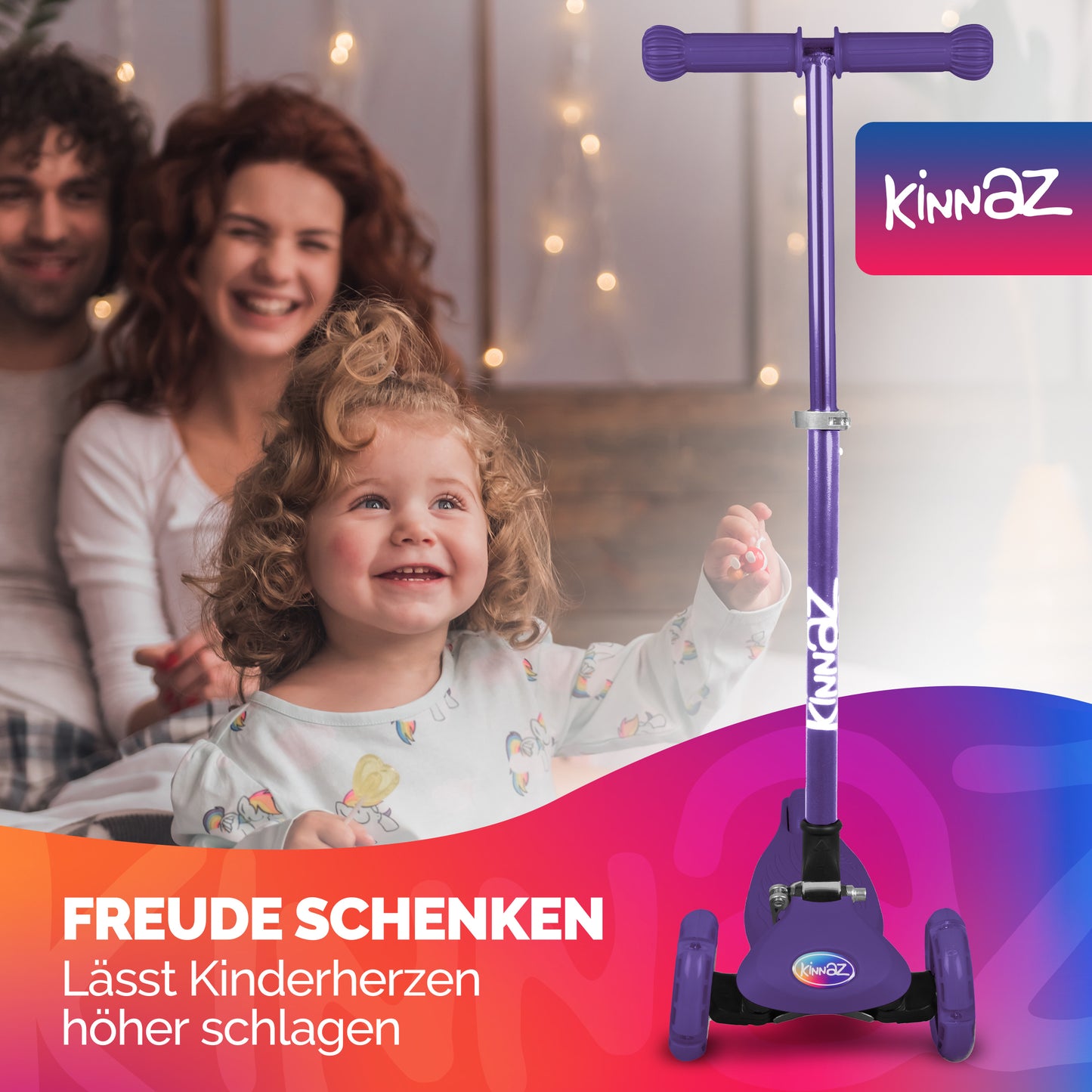 kinnaz ONE, 2 - 6 Jahre, Lila Deluxe, LED Räder
