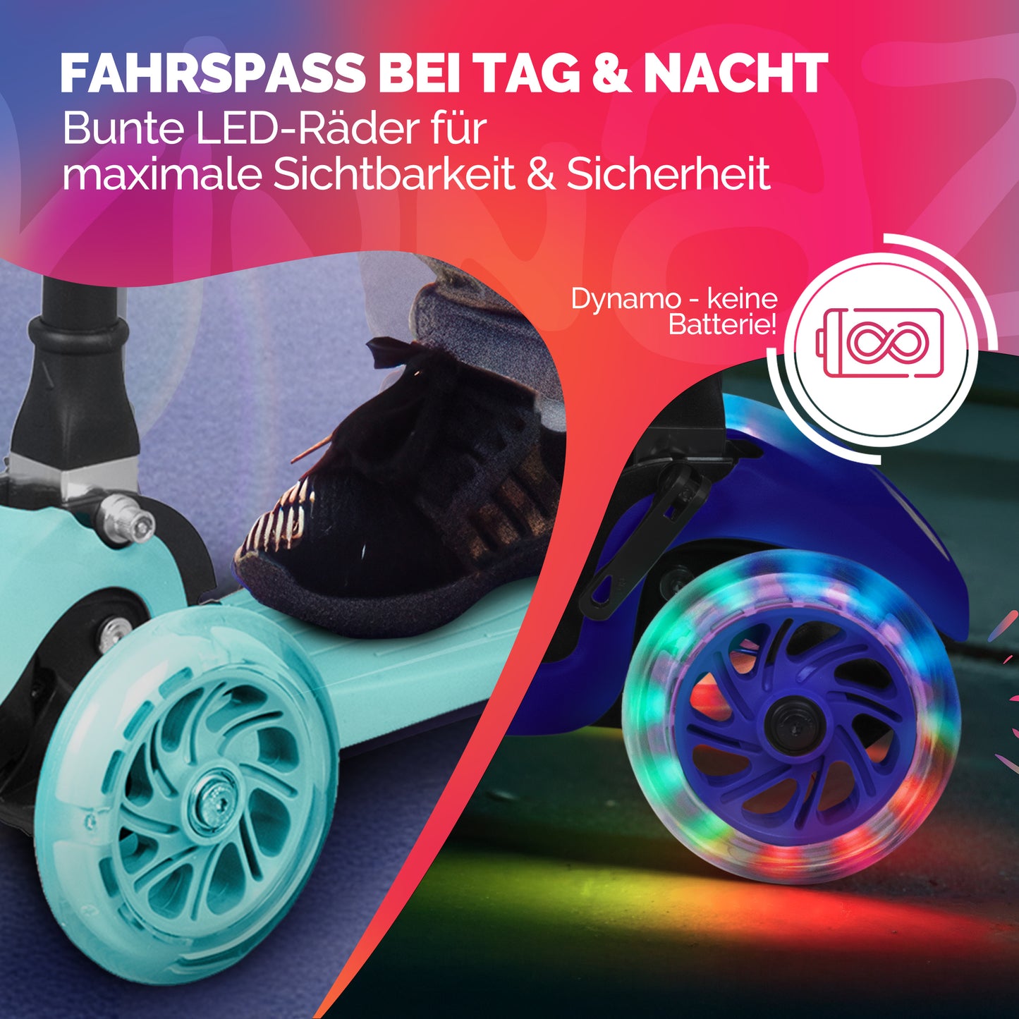 kinnaz ONE, 2 - 6 Jahre, Mint, LED Räder