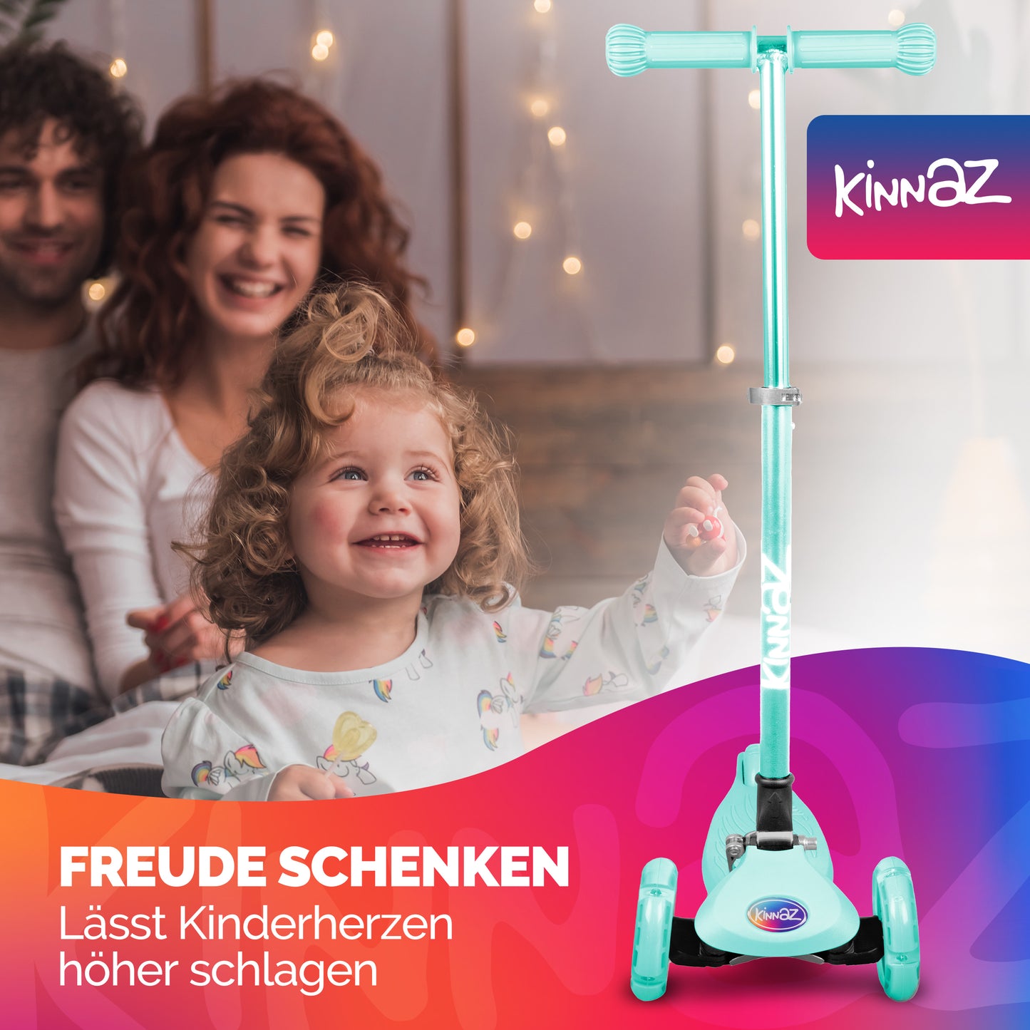 kinnaz ONE, 2 - 6 Jahre, Mint Deluxe, LED Räder