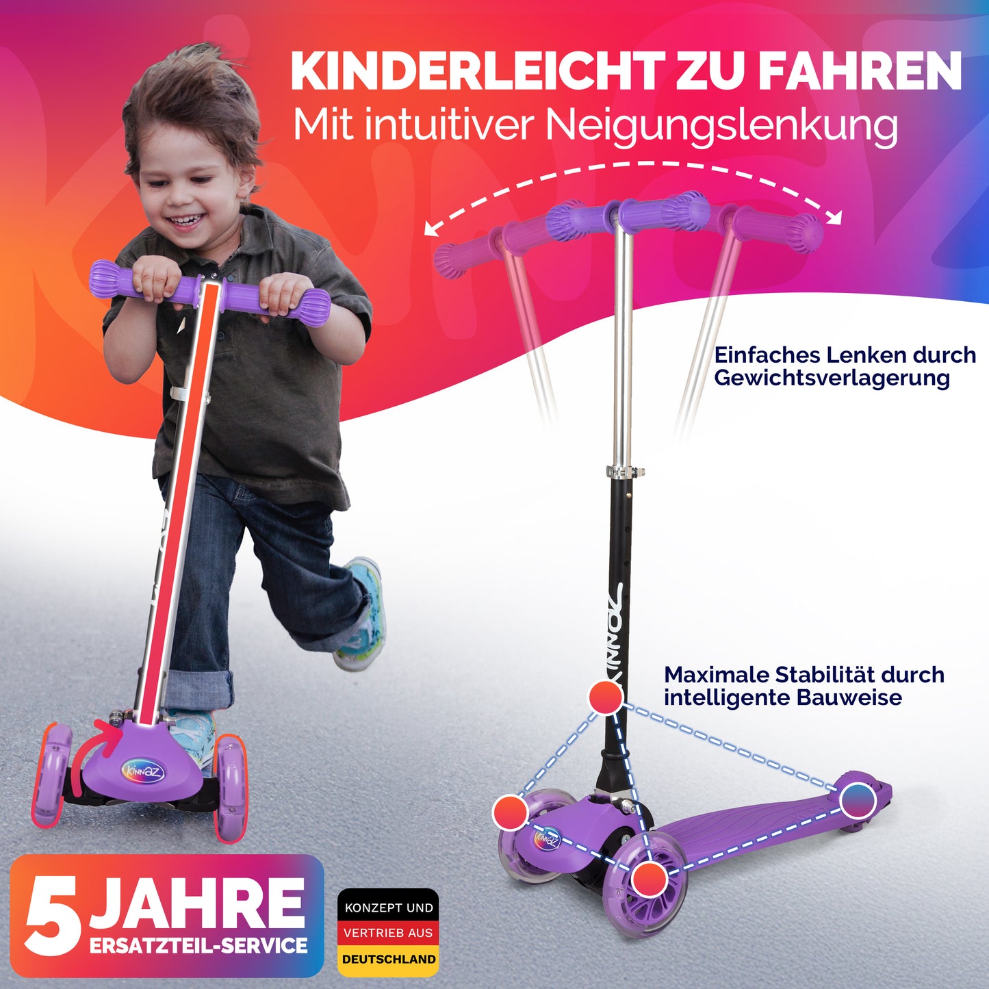 kinnaz ONE, 2 - 6 Jahre, Lila, LED Räder