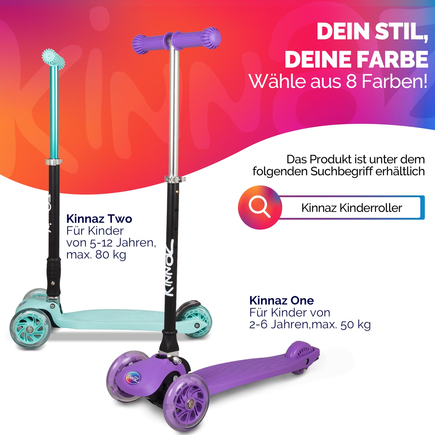 kinnaz ONE, 2 - 6 Jahre, Lila, LED Räder