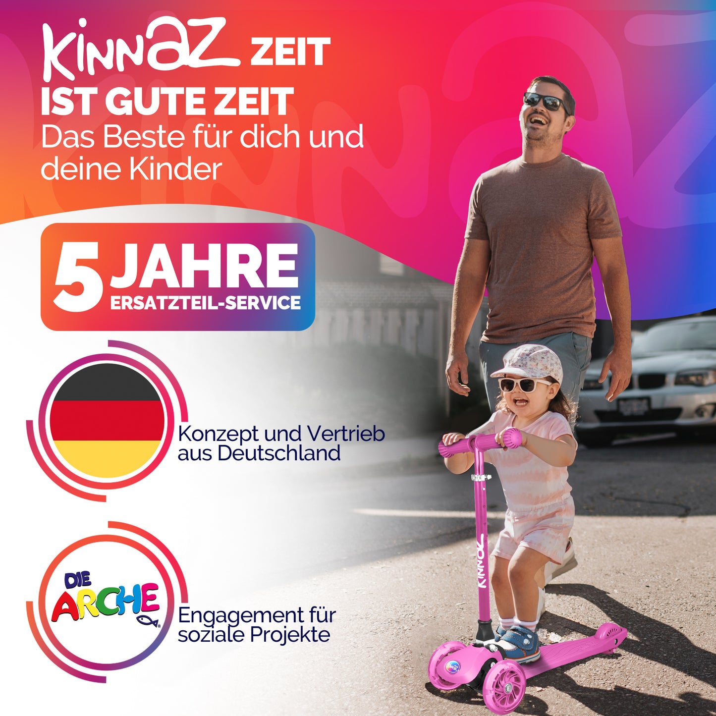 kinnaz ONE, 2 - 6 Jahre, Pink Deluxe, LED Räder