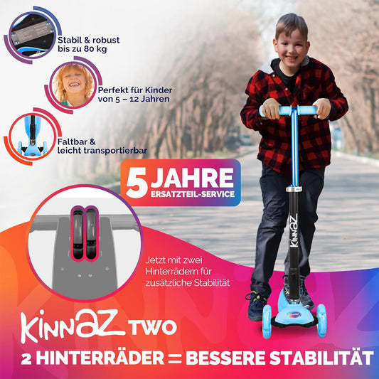 kinnaz Two, Light Blue, ab 5 - 12 Jahre, faltbar, einstellbar, LED Räder