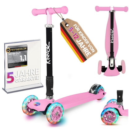kinnaz Two, pink, ab 5 - 12 Jahre, faltbar, einstellbar, LED Räder