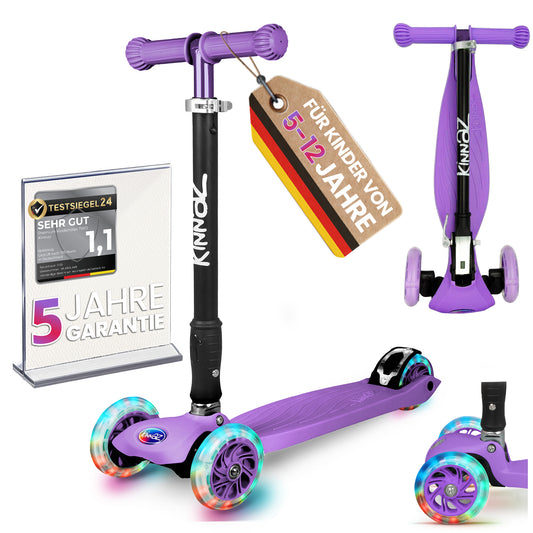 kinnaz Two, Lila, ab 5 - 12 Jahre, faltbar, einstellbar, LED Räder