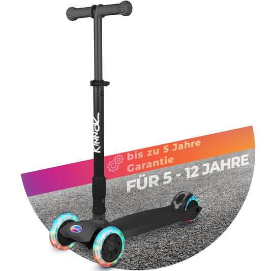 kinnaz Two, Schwarz Blackline, ab 5 - 12 Jahre, faltbar, einstellbar, LED Räder