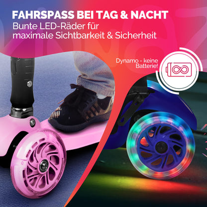 kinnaz Two, pink, ab 5 - 12 Jahre, faltbar, einstellbar, LED Räder
