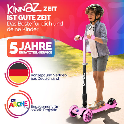 kinnaz Two, pink, ab 5 - 12 Jahre, faltbar, einstellbar, LED Räder