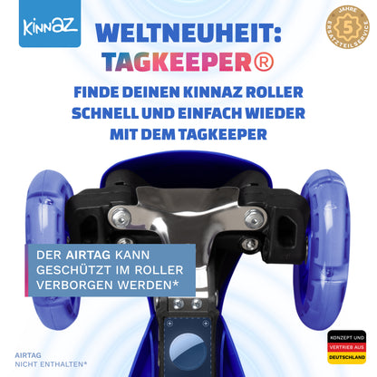 kinnaz ONE, 2 - 6 Jahre, Dunkelblau mit schwarzen Applikationen, LED Räder