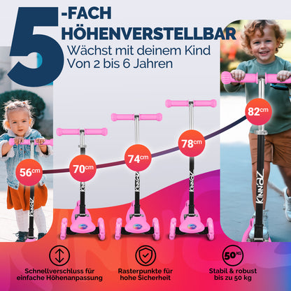 kinnaz ONE, 2 - 6 Jahre, Pink, LED Räder