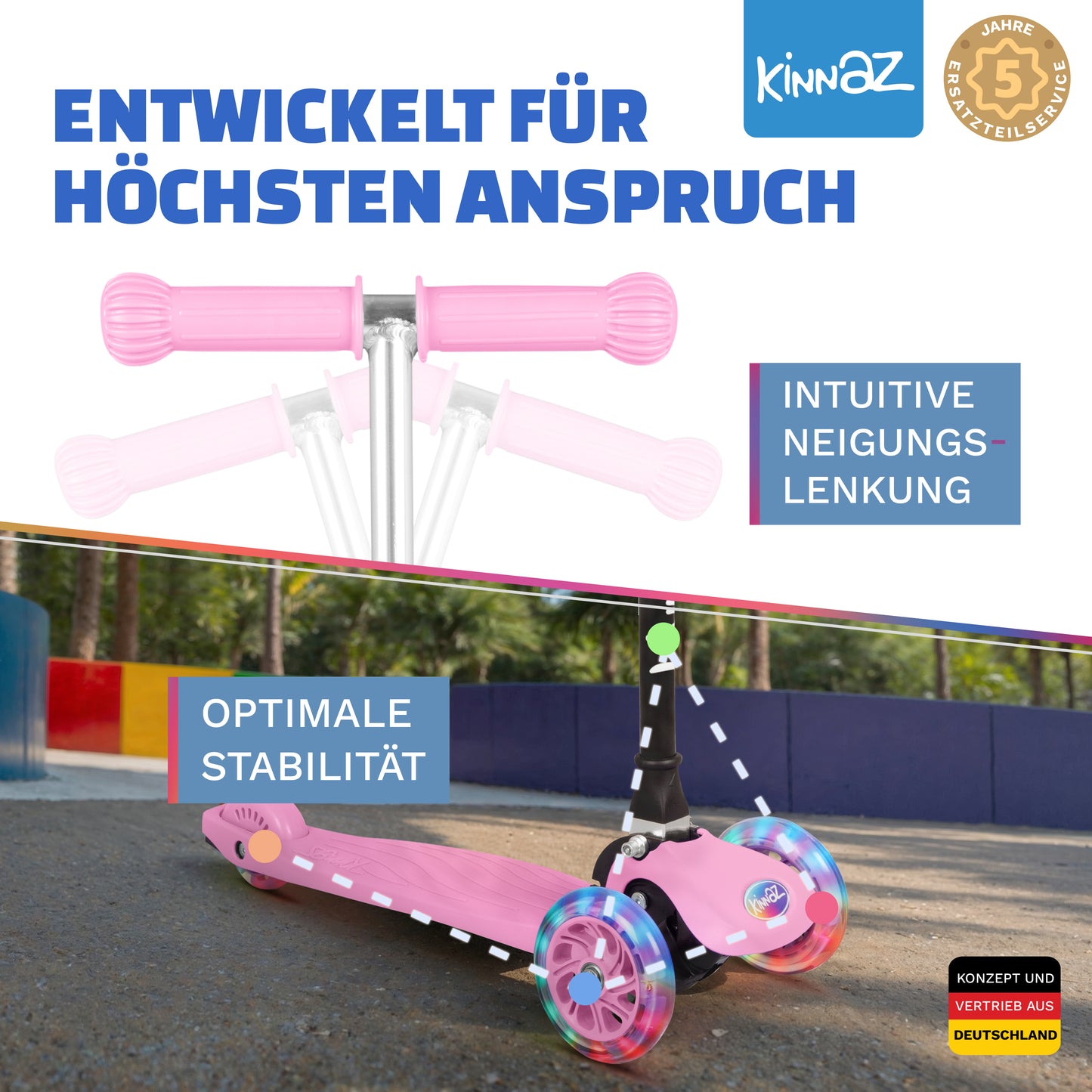 kinnaz ONE, 2 - 6 Jahre, Pink, LED Räder