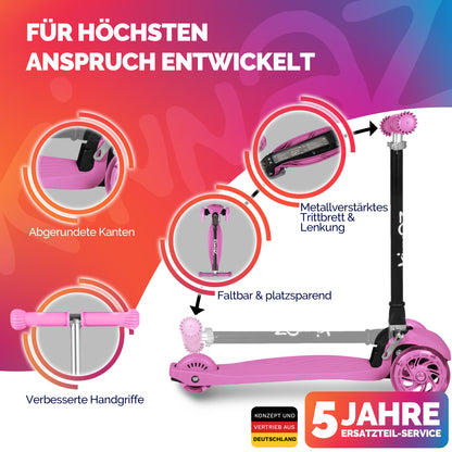 kinnaz ONE, 2 - 6 Jahre, Pink, LED Räder