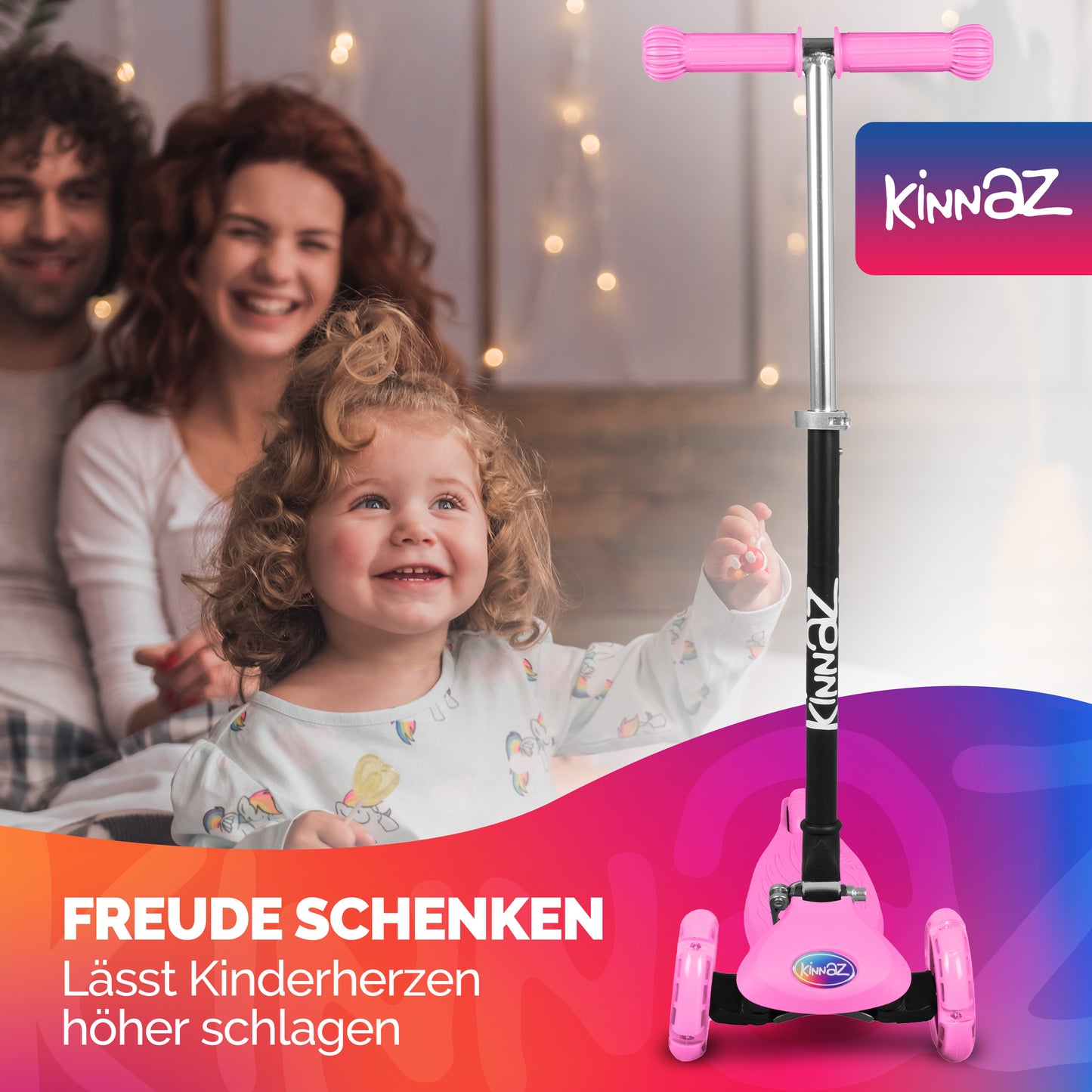 kinnaz ONE, 2 - 6 Jahre, Pink, LED Räder
