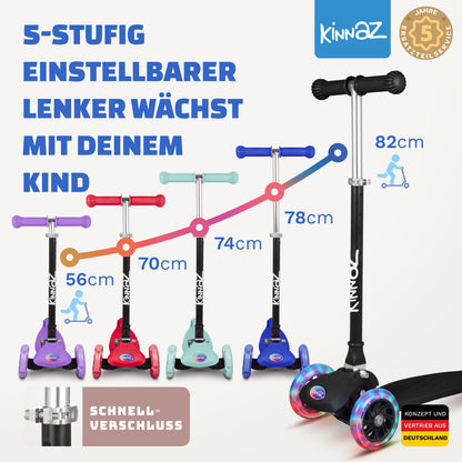 kinnaz ONE, 2 - 6 Jahre, Schwarz, LED Räder