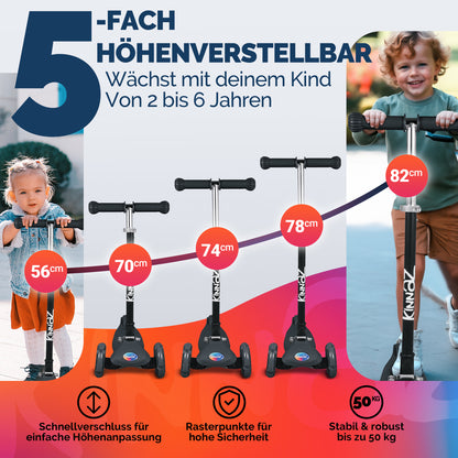 kinnaz ONE, 2 - 6 Jahre, Schwarz, LED Räder