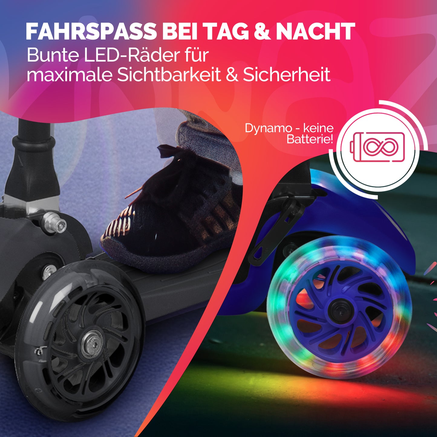 kinnaz ONE, 2 - 6 Jahre, Schwarz, LED Räder
