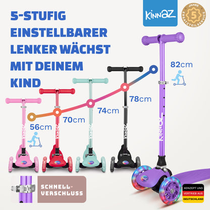 kinnaz ONE, 2 - 6 Jahre, Lila Deluxe, LED Räder