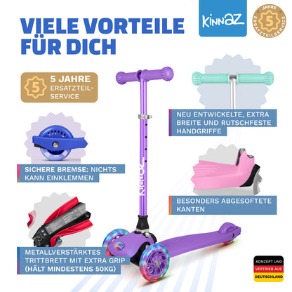 kinnaz ONE, 2 - 6 Jahre, Lila Deluxe, LED Räder