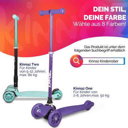 kinnaz ONE, 2 - 6 Jahre, Lila Deluxe, LED Räder