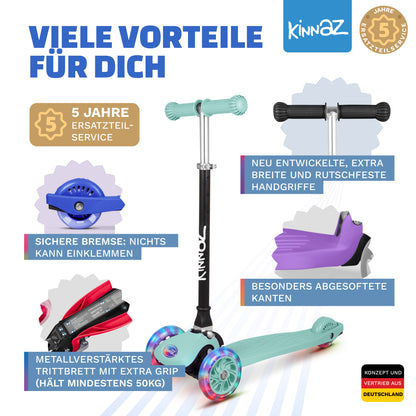 kinnaz ONE, 2 - 6 Jahre, Mint, LED Räder