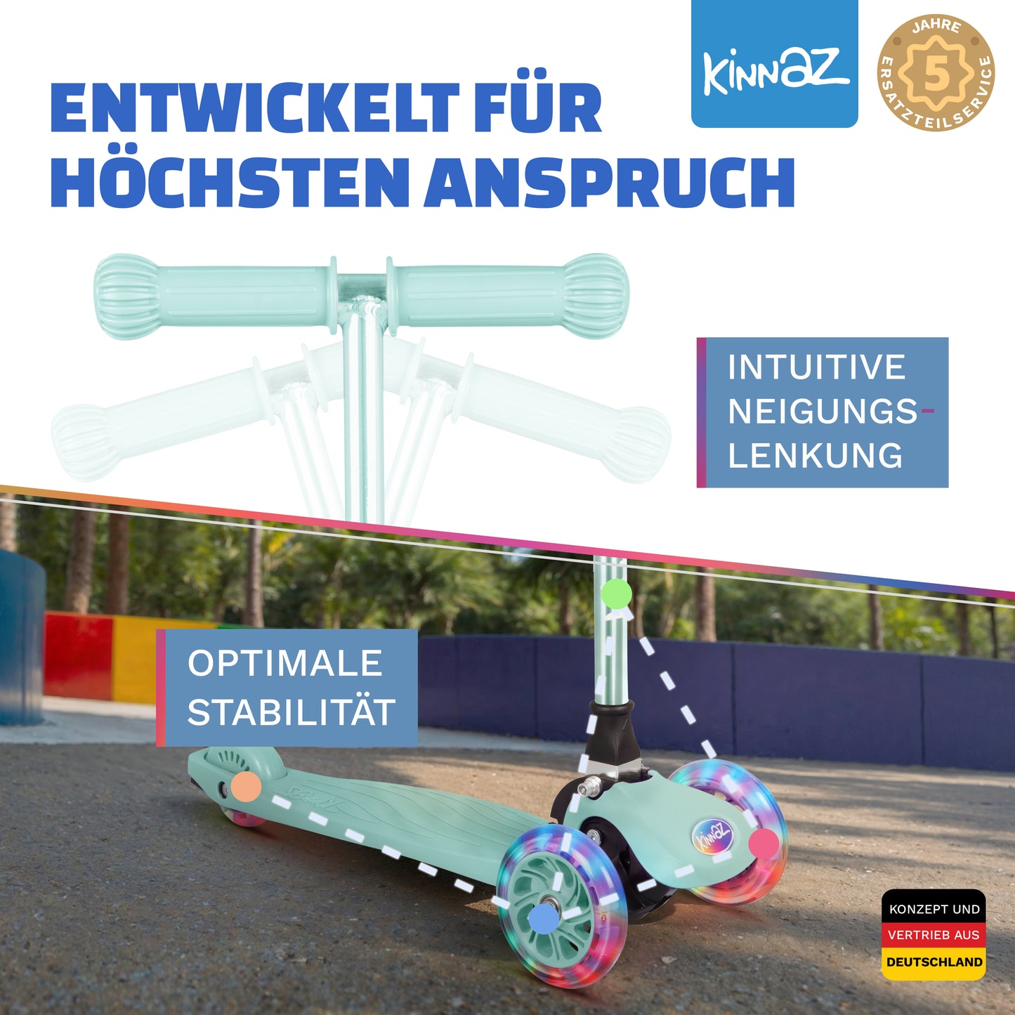 kinnaz ONE, 2 - 6 Jahre, Mint Deluxe, LED Räder