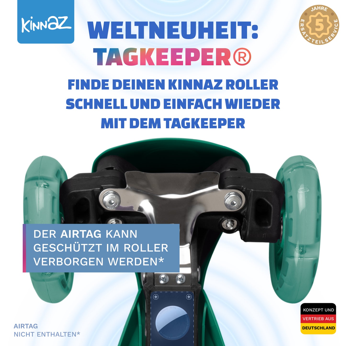 kinnaz ONE, 2 - 6 Jahre, Grün mit schwarzen Applikationen, LED Räder