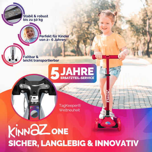 kinnaz ONE, 2 - 6 Jahre, Rot mit schwarzen Applikationen, LED Räder