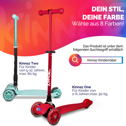 kinnaz ONE, 2 - 6 Jahre, Rot mit schwarzen Applikationen, LED Räder