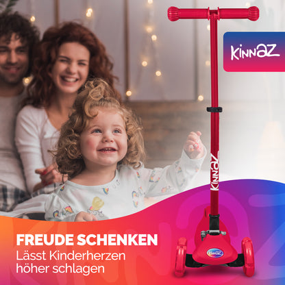 kinnaz ONE, 2 - 6 Jahre, Rot mit schwarzen Applikationen, LED Räder