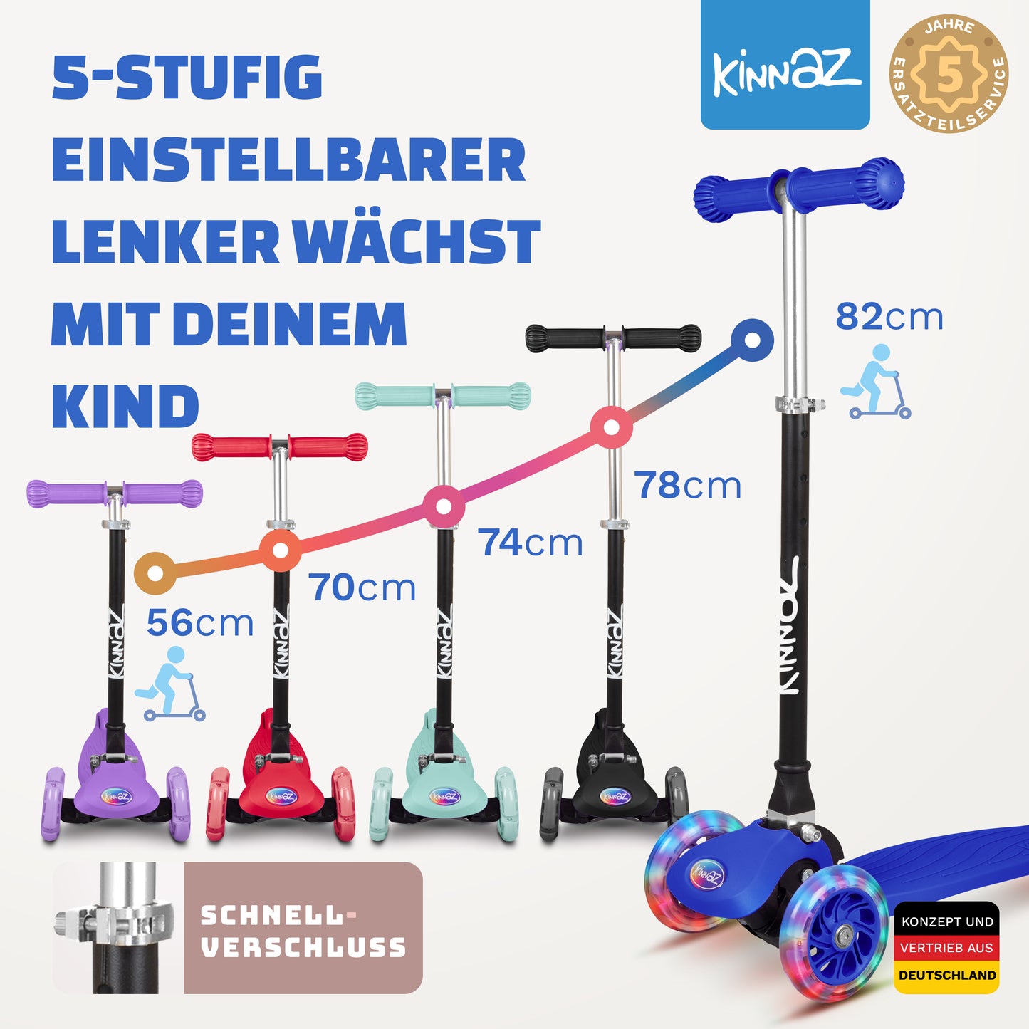 kinnaz ONE, 2 - 6 Jahre, Dunkelblau, LED Räder
