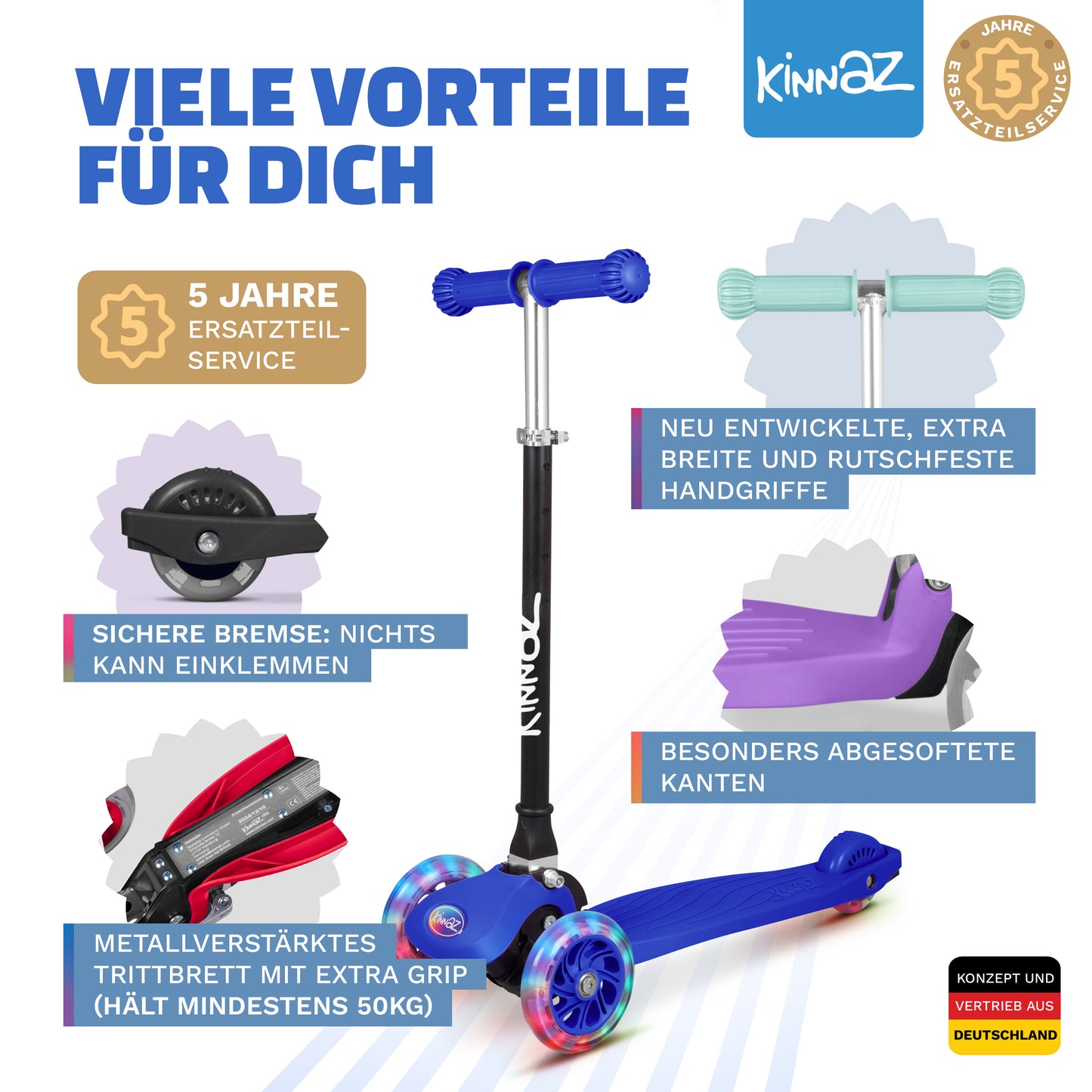 kinnaz ONE, 2 - 6 Jahre, Dunkelblau, LED Räder