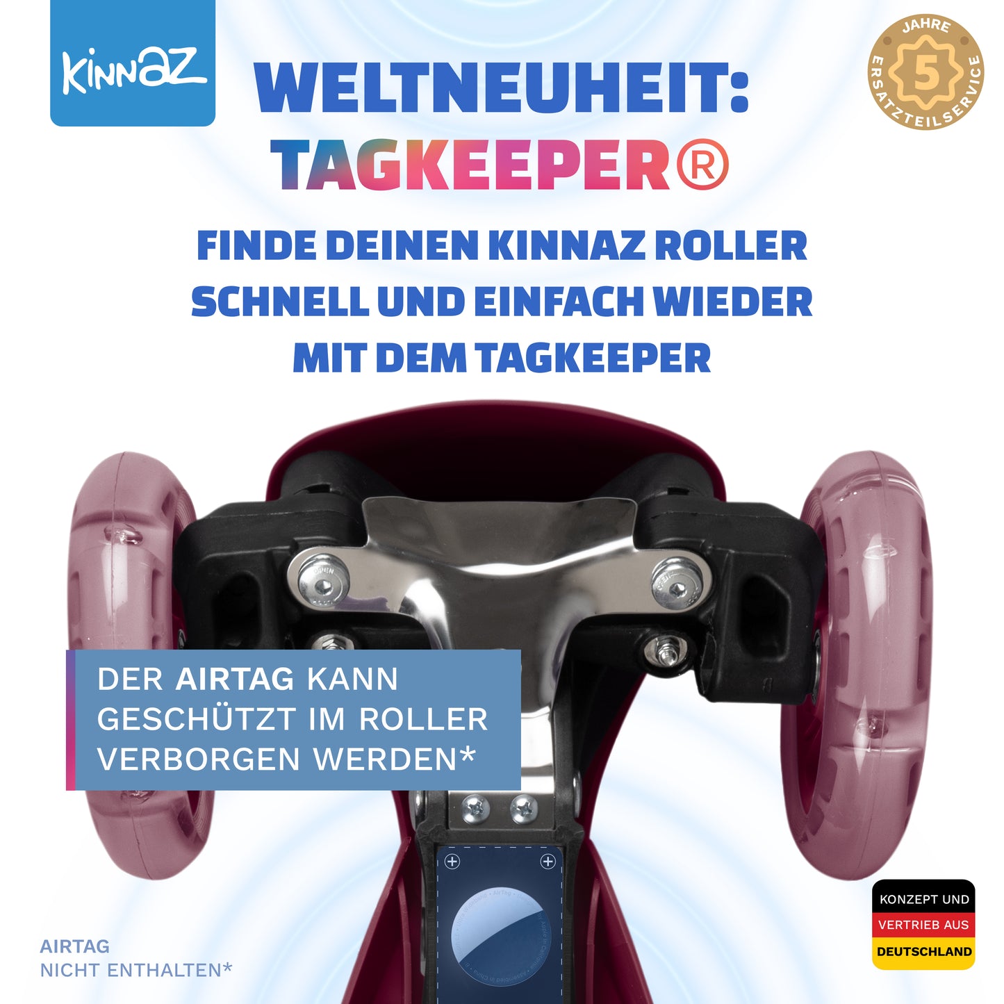 kinnaz ONE, 2 - 6 Jahre, Bordeaux mit schwarzen Applikationen, LED Räder