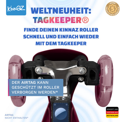 kinnaz ONE, 2 - 6 Jahre, Bordeaux mit schwarzen Applikationen, LED Räder