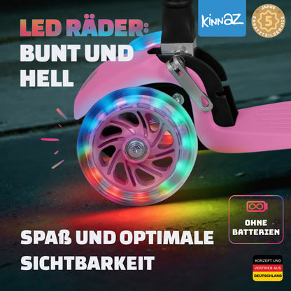 kinnaz ONE, 2 - 6 Jahre, Pink Deluxe, LED Räder