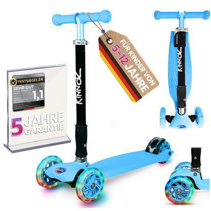kinnaz Two, Light Blue, ab 5 - 12 Jahre, faltbar, einstellbar, LED Räder