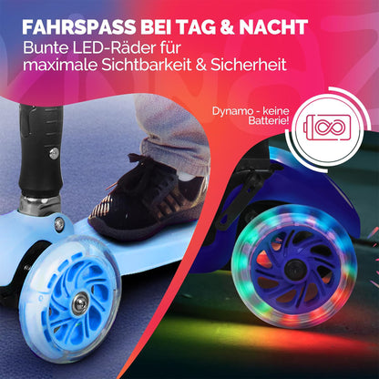 kinnaz Two, Light Blue, ab 5 - 12 Jahre, faltbar, einstellbar, LED Räder