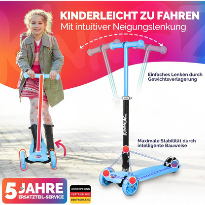 kinnaz Two, Light Blue, ab 5 - 12 Jahre, faltbar, einstellbar, LED Räder