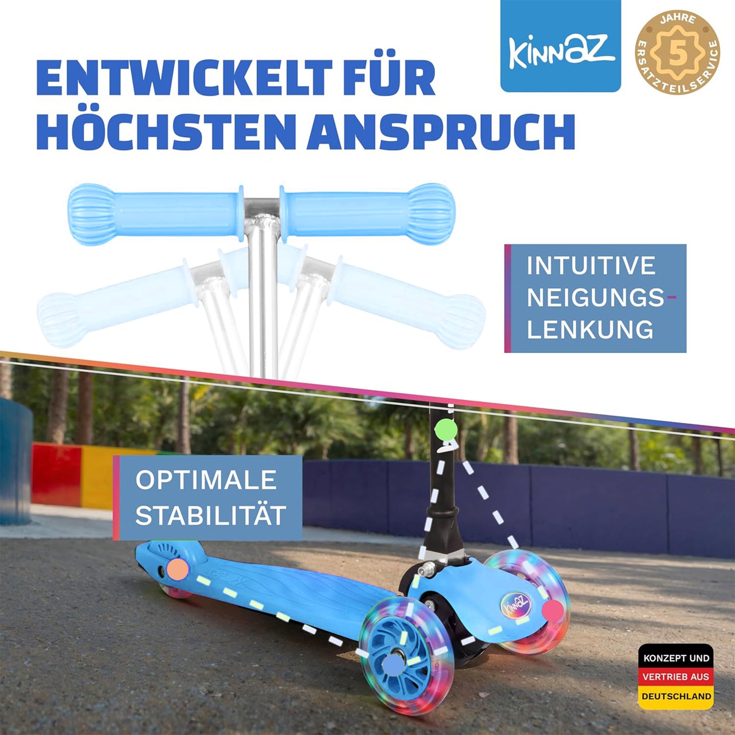 kinnaz ONE, 2 - 6 Jahre, Light Blue, LED Räder