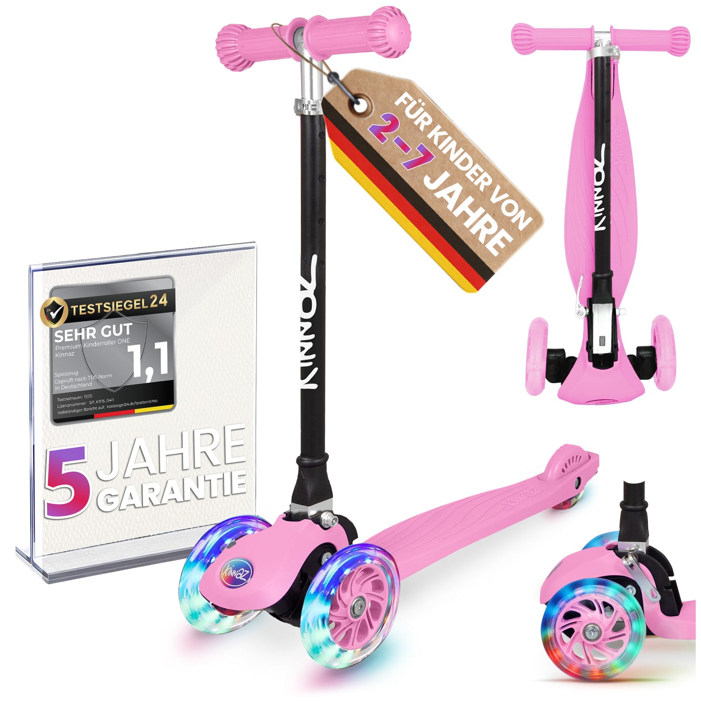 kinnaz ONE, 2 - 6 Jahre, Pink, LED Räder